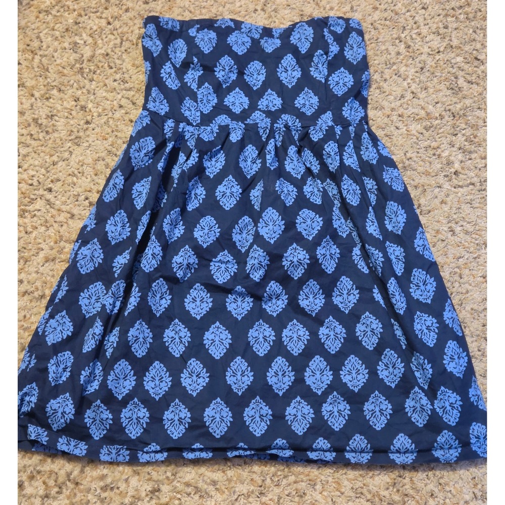 Old Navy Strapless Floral Print Dress Women's Size 14‎ Blue Side Zip